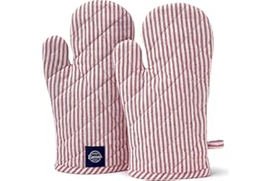 ‎ENCASA XO Encasa XO Long 18x30 cm Oven Microwave Hand Gloves Mitts (2 pc Set) for Kitchen Cooking & Baking - Heat Resistant, Thick & Safe, Protection of Hands from Hot Utensils, Grill - Tickt rot