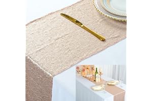 ShinyBeauty Sparkly Champagne Sequin Table Runner For Wedding/Events Decoration 30 x180cm Wedding Table Runner Linen Table Runner Birthday Baby Shower Decor(Can Choose Your Color) (Champagne)