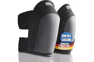 LAUTER SCHUTZ LauterSchutz® Ginocchiera professionale in gel per lavorare per strati di pavimento con rivestimento antiscivolo e comoda doppia chiusura, per artigiani e fai-da-te (Nero - vestibilità slim)