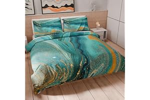 PETTI Artigiani Italiani - Set Copripiumino Matrimoniale 250x200 cm (2 Federe 50x80 cm Incluse), Parure Copripiumino Morbida Microfibra con Stampa Digitale - Made in Italy - Marble Verde