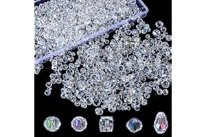 ‎YOOSSO 1200 Stück Facettierte Glasperlen, 5 Stile Kristall Perlen Glänzend Zum Auffädeln, Basteln Schmuckherstellung für Armbänder Schlüsselanhänger Heimdeko (4/6/8mm)