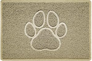 Nicoman Tłoczony kształt łapy do wewnątrz i na zewnątrz wycieraczka do drzwi nadająca się do prania, bariera, wytrzymała wycieraczka - (wodoszczelna gumowa tylna strona, mała, beżowa, 60 x 40 cm)