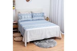 Etrexonline Juego de Sábanas 4 Piezas Cama 135 cm - Microfibra Ultra Suave Incluye 1 Bajera Ajustable 135x200+28 cm, 1 Encimera 210x270 cm, y 2 Fundas de Almohada 50x75 cm - Color Mosaico