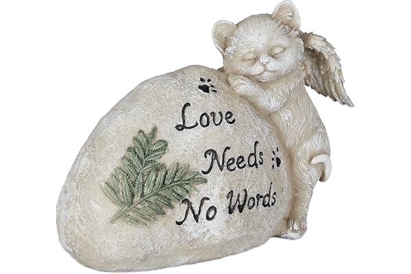 Relaxdays Décoration pour la Tombe d’Un Chat, résistante aux intempéries, Inscription « Love Needs no Words », crème