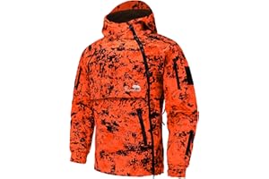 Full mundur Chaqueta de caza de camuflaje naranja, chaqueta táctica militar para exteriores, resistente al viento para hombre.
