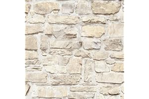 BRICOFLOR Papier peint style industriel intissé | Tapisserie brique blanche beige crème | Papiers peints intissés pour chambre d'ado et salon | Rouleau (10,05 x 0,53 m) = 5,33 m²