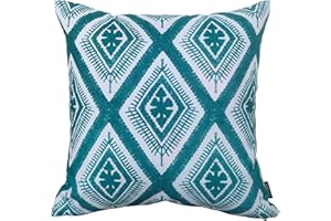 Olivia Rocco Waterproof Cushions Outdoor Indoor Hollowfibre Filled & Breathable Decorative Cushion 43 x 43 cm for Patio Garden Bench Sofa Furniture Living Room Bed Chair Scatter, (Meze Teal)