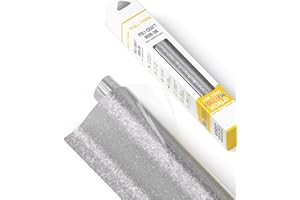 POLI-TAPE POLI-FLEX® PEARL GLITTER® - Vinile glitterato per tessuti – Vinile flessibile con effetto glitter da applicare a caldo, vinile da intaglio per magliette DIY, Argento, 30,5 cm x 61 cm