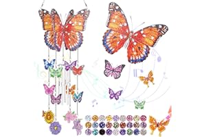 OSIKAY 6 7 8 9 10 11 Year Old Girls Gifts, Arts and Crafts for Kids Age 5-12 5D Diamond Painting Toys Kit for Girl Birthday Present Garden Decoration Window Ornaments Set Butterfly Suncatcher Wind Chimes