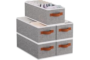 YheenLf Lot de 5 Petit panier de rangement en tissu,Boîte de rangement pliable avec poignée,Petite boîte de rangement pour organiser des étagères, des placards (Gris,38x15.5x13cm)