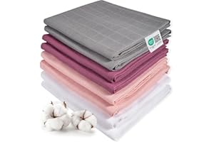 ‎MAKIAN Makian 8 Stück Baby Mullwindeln 80x80 cm Set - Spucktücher/Mulltücher doppelt gewebt, weich aus 100% Baumwolle, OEKO-TEX® Standard 100 geprüft, maschinenwaschbar - Orchidee Grau Weiß