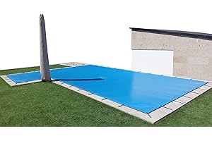 INTERNATIONAL COVER POOL Toldo de Invierno para Piscina 5,5 x 3m más 15 cm por Cada Lado para Anclaje (5,8 x 3,3m) de Color Azul (Exterior) / Negro (Interior) + Saco de Almacenaje de Regalo