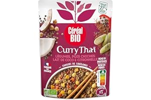 Céréal Bio Lentilles, Pois Chiches, Légumes, Lait de Coco – Plat Cuisiné Bio Individuel, Micro-Ondable, Saveurs Douces et Parfumées, Prêt à Réchauffer – 240g