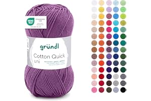 Gründl Wool Cotton Quick Plain - Thin Wool for Crocheting - Knitting Yarn - Crochet Yarn - Shiny and Skin Friendly - 100% Cotton - 1 Ball 50 g / 125 m - Needle Size 3-4 - Mauve