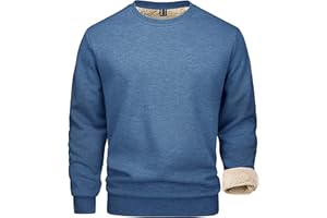 MAGCOMSEN Sudadera básica de invierno de forro polar para hombre, manga larga, informal, forrada cálida, deportiva, con cuello redondo, informal, manga larga, camiseta de cuello redondo