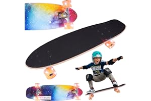 ‎MALPLAY MalPlay Skateboard Holz Leuchtende LED-Räder Deck 71cm Funboard Holzboard Gummi ab 6 Jahren bis 100 kg
