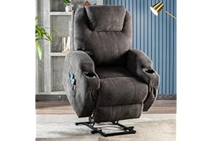 ZYLOYAL10 Power Lift Fotel do masażu dla osób starszych, elektryczny fotel podnoszący z ciepłem i masażem, sofa z tkaniny z 2 uchwytami na kubki, boczne kieszenie sterujące do salonu, dostępne w Irlandii