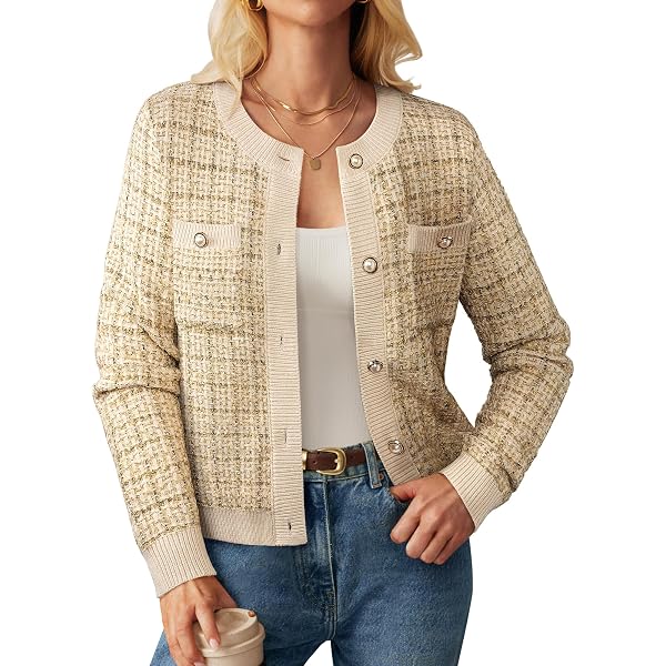 GRACE KARIN, cardigan da donna a maniche lunghe con bottoni, maglione leggero in maglia con tasche per ufficio e feste, XXL
