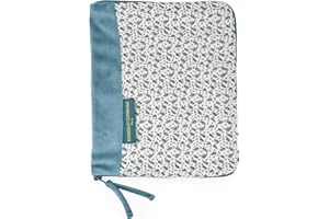 DOUDOU ET COMPAGNIE - Protège Carnet de Santé Bleu Imprimé - Collection YOCA LE KOALA - Protection Pratique - 22 cm - Matière 100% Lange Coton - Idée Cadeau Naissance Pour Bébé - DC4040