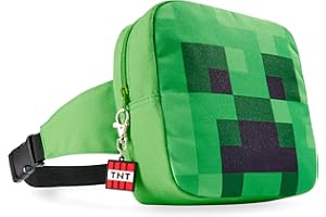 Minecraft Boys Fashion Waist Pack with Adjustable Strap, Creeper Travel Bag - Gamer Gifts
