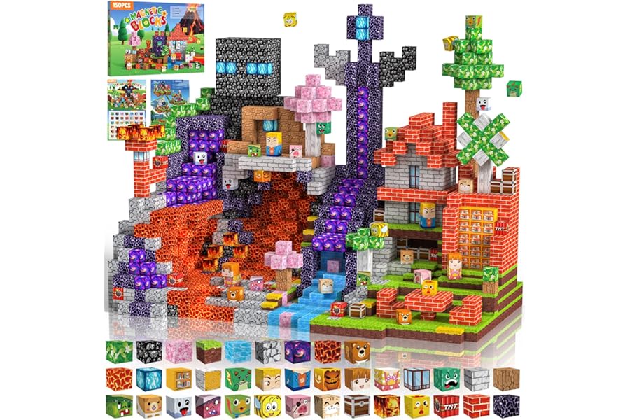 Costruzioni Magnetiche per Bambini 150 PCS 2CM 3+ Giochi Cubi Magnetici, Blocchi Building Blocks Giocattoli Montessori a Partire da 3 4 5 6 7 8 9 10 11 12 Anni Regali di Compleanno per Ragazzi