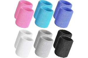 Zeuwets Serre Poignets Bracelets pour Sports, 12 Pièces Bandeau de Transpiration, Bandeau Poignet Sport, Sweatbands Absorbants, Bande Sport Poignet pour Hommes Femmes Basketball Running Tennis