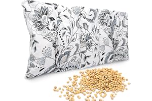 Amilian Cojín térmico de huesos de cereza, 55 x 20 cm, ideal como cojín de masaje o para el frío, color gris