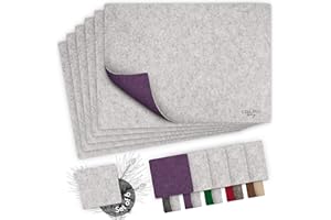 SÖLMO sølmo I 6-częściowy designerski zestaw odpornych na temperaturę podkładek z filcu l zestaw stołowy z podkładkami, z podstawkami do szklanek, dwustronne, dekoracja stołowa, szare/fioletowe