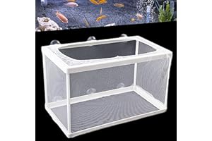 IRYNA 1Pcs Fish Breeding Box Aquarium with Suction Cups, Small Fry Hatchery Net Fish Nursery Isolation Box, Incubator Boxes for Baby Fishes Guppy Shrimp(26 * 15 * 15cm) (Large)