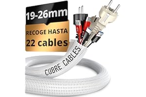 DARK EBANO Cubre Cables 6m Gran Capacidad 19-26 mm-Autocierre Antimascotas-Flexible Cortable-Oculta Organiza Cables-Instalación Fácil-Recoge Cables Escritorio TV Oficina Gaming-Pared Orden PC Hogar Salón-Blanco