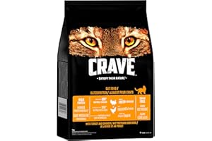 Crave Adult Trockenfutter mit Truthahn & Huhn, 7kg (1 Beutel) – Premium Katzenfutter trocken mit hohem Proteingehalt und ohne Getreide – Hergestellt mit 100 Prozent natürlichem Huhn