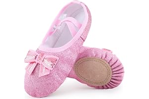 Mulnall Girls Ballet Leather Shoes Yoga Slippers for Dancing Practice Split-Sole No-Tie(Toddler/Little Kid/Big Kid)