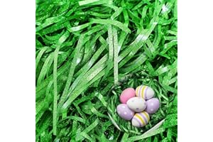 Hierba de Pascua, Darryy 100g Papel Relleno Cajas Regalo, Papel Triturado Verde, Papel Seda Purpurina, Virutas De Papel Para Regalos, Rafia Relleno, para Cesta de Pascua, Ostergras Papier