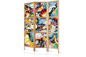 ‎MURANDO murando - Paravent Graffiti Street Art 135x171 cm 3-teilig einseitig eleganter Sichtschutz Raumteiler Trennwand Raumtrenner Holz Design Motiv Deko Home Office Japan e-B-0039-z-b
