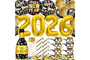 YBwanli Silvester Deko 2026 party set, Bunt Neujahr Silvesterdeko, Fotobox accessoires Brille, Accessoire für Silvesterparty