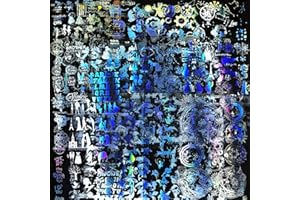 Woohome 22 Stück Harz Aufkleber Kit, 20 Stück Holographische Zauberkreise Transparent Dekorieren Aufkleber und Schere Pinzette für UV Harz Handwerk