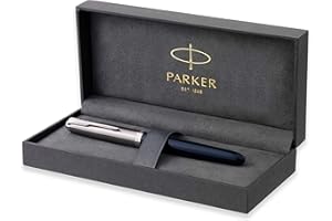 Pióro wieczne Parker 51 | Obudowa Midnight Blue z chromowanym wykończeniem | Średnia końcówka z czarnym wkładem | Opakowanie na prezent