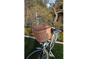 MARCUS WEIDENHANDEL Marcus-Hundefahrradkorb für Fahradlenker aus Weide mit Metallgitter und Kissen XL oder XXL Natur Weidenkorb Lenkerkorb für Fahrrad (XL ohne Kissen)