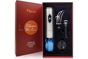 Flauno Cavatappi Elettrico per Vino, Apribottiglie Elettrico Ricaricabile con Taglia-capsule, Versatore Vino, Tappo Vino Sottovuoto e Cavo di Ricarica USB, Confezione Regalo