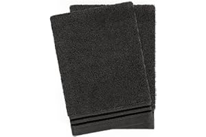 Hammetex 2er Set Waschhandschuh 15x22 cm, 100% Baumwolle mit Waschlappen Waschen Frottier, Superwuschel Weiche Qualität Strapazierfähig, Anthrazit