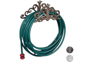 Relaxdays Portatubo da Parete, Stile Antico, per Giardino e Pergolato, Supporto per Tubo Ghisa, 15x36x15 cm, Marrone