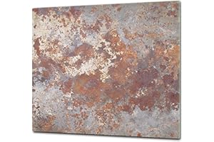 CONCEPT CRYSTAL ORIGINALE tagliere in VETRO temperato – Copri-piano cottura a induzione –Tagliere pezzo UNICO (60x52 cm) o DUE pezzi (30x52 cm ognuno); D24 Serie texture arrugginite