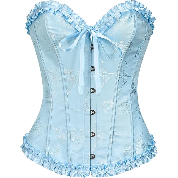 Vollbrust Corsage Damen Korsett Gothic Vintage Bustier Corset Top Piratenkostüm Korsagen Halloween Vampir Oberteil Überbrustkorsett Pirate Costume Women Korsage Unterwäsche Sexy Dessous Pirat Kostüm