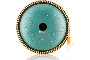 Sonodrum Tongue drum « Exclusive Do majeur » coloris Vert - Tambour à languettes en acier avec mailloches, sac de transport et livre de partitions offert - 38cm de diamètre et 14 languettes