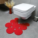 Bohem Tarz J&uuml;t Klozet &Ouml;n&uuml; Paspası - Doğal J&uuml;t, Yıkanabilir ve Dayanıklı Halı, Şık ve Dekoratif Banyo Matı (Kırmızı)