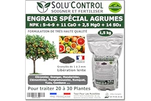 TOUT POUR LES NUISIBLES Engrais Spécial Agrumes 1,5 kg - SoluControl - Formulation haute qualité Organo-Minerale - Citronnier, Oranger, Mandarinier, Clémentinier, Pamplemoussier, Kumquat, Yuzu, Combava ...