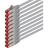 1aTTack 87568 0,5m CAT6 Netzwerkkabel CAT.6 Patchkabel Ethernetkabel SFTP PIMF 1000 Mbit s 10 Stück grau