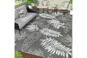 Falflor Alfombra grande reversible de plástico impermeable para exteriores, para camping, interiores y exteriores, alfombra grande para caravana, patio, playa, patio trasero (gris, 240 x 300 cm)
