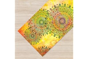 IlGruppone Tappeto Cucina Antiscivolo Made in Italy Passatoia Antimacchia Multiuso Corridoio Soggiorno Lavabile in Lavatrice - Mandala Giallo - 50x200 cm