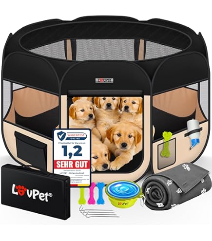 Melko Puppyren 125 x 125 x 64 cm, Foldable Animal Run for Small Animals, Dogs, Cats, Rabbits, Red